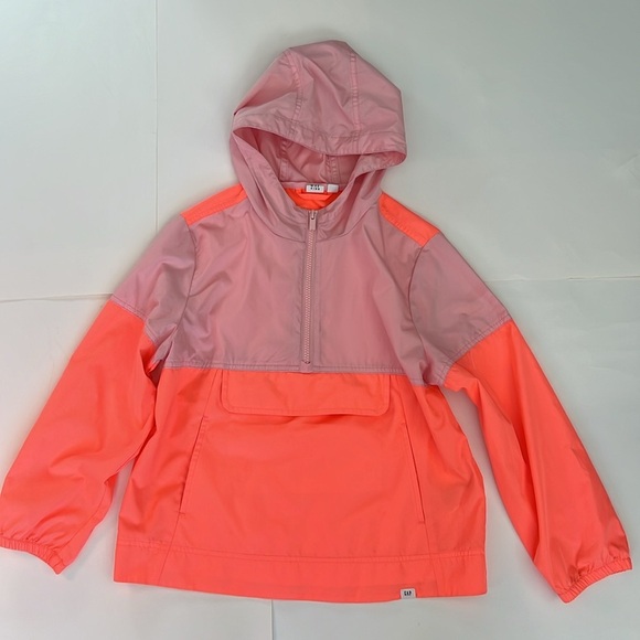 GAP Other - GAP Kids Girls Windbreaker Pullover Coloblock Blush Neon Salmon M (8)